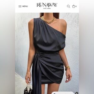RNWY Elegant Black One-Shoulder Dress